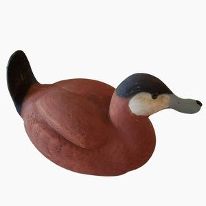 Hand Crafted Painted Duck Decoy, Craft-Tex Ruddy Drake, Lodge, Cabin Decor, 1985